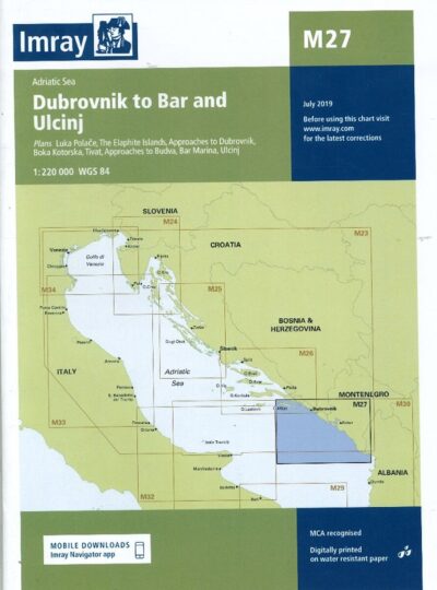 IMRAY CHART - DUBROVNIK TO BAR AND ULCINJ CHART M27